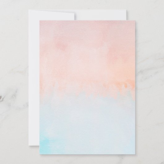 夏の日没の水の色ブランチと泡立つシャワー 招待状 (裏面)