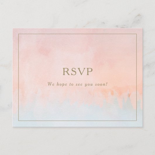 夏の日没の水の色メニュー選択RSVPカード ポストカード (正面)