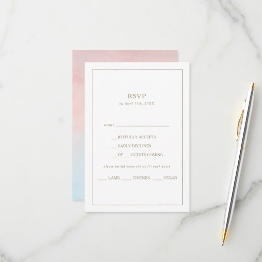 夏の日没の水の色メニュー選択RSVPカード 出欠カード (正面/裏面インサイチュ)