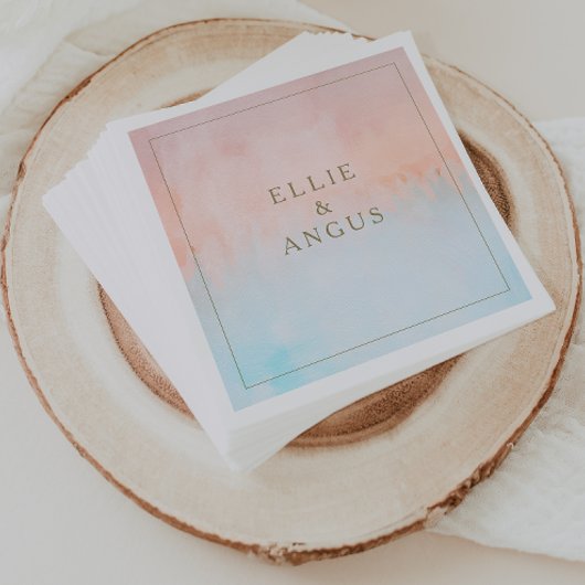 夏の日没の水の色結婚のナプキン スタンダードカクテルナプキン