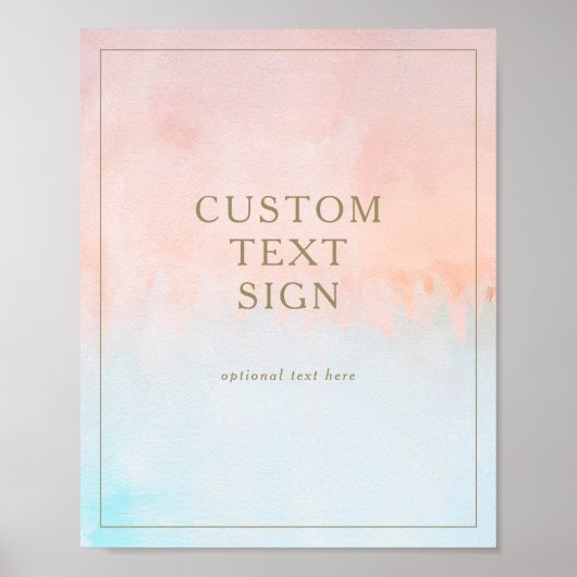 夏の日没の水彩画のカードとギフトのカスタム ポスター (正面)