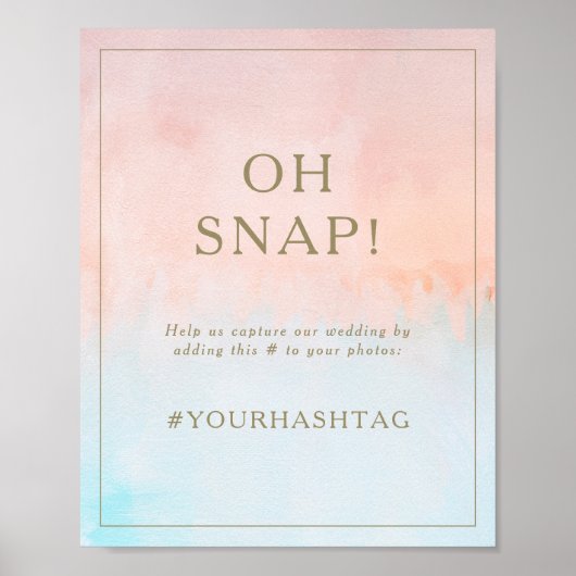 夏の日没の水色オ・スナップ結婚ズのハッシュタグ ポスター (正面)