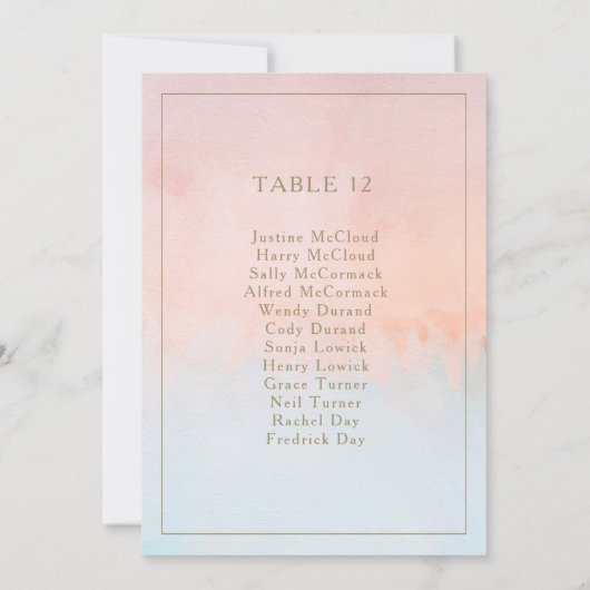 夏の日没の水色テーブル番号グラフ (裏面)