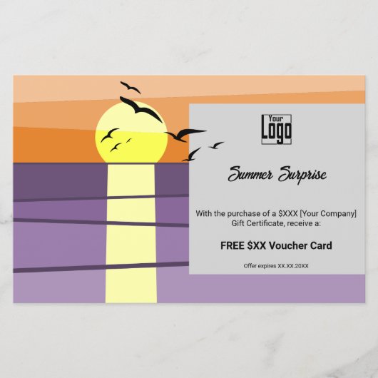 夏の日没スタイル・ギフト証明書プロモーション チラシ (正面)