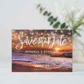 夏の日没ビーチ結婚式日付カードの保存 招待状 (スタンド正面)
