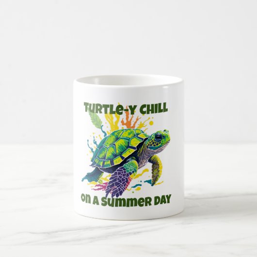 夏の日、スローなカメのスローライフ スロー枕 コーヒーマグカップ (中央)