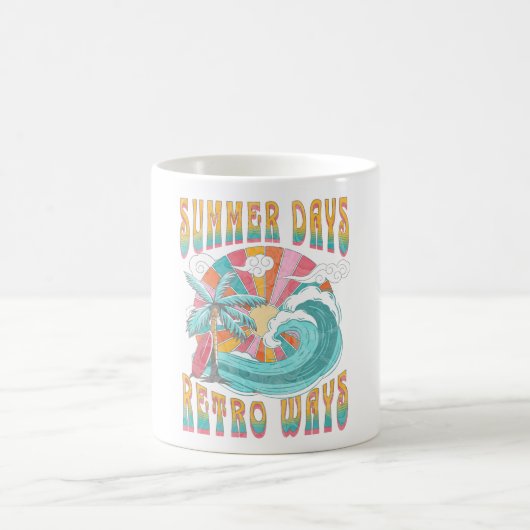 夏の日、レトロな方法文字デザイン コーヒーマグカップ (中央)