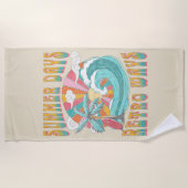 夏の日、レトロな方法文字デザイン ビーチタオル (正面)