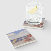 夏の日 – 海辺(ビーチ風景) ストーンコースター (横)