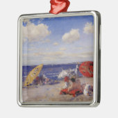 夏の日 – 海辺(ビーチ風景) メタルオーナメント (左)