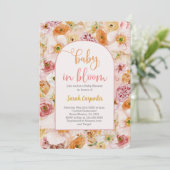 夏の明るいフローラベビーシャワー女の子招待状 招待状 (スタンド正面)