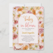 夏の明るいフローラベビーシャワー女の子招待状 招待状 (正面)
