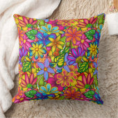夏の明るい花 クッション (ブランケット)