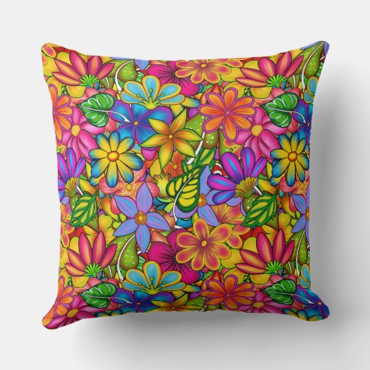 夏の明るい花 クッション (裏面)