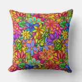 夏の明るい花 クッション (正面)