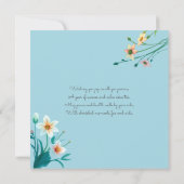 夏の春の花オンブルーウォーターカラー誕生日 カード (裏面)