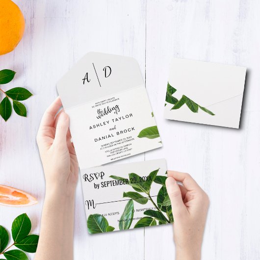 夏の春フローラすべて1つの結婚式の招待 オールインワン招待状