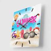 夏の時間だ スクエア壁時計 (傾斜)