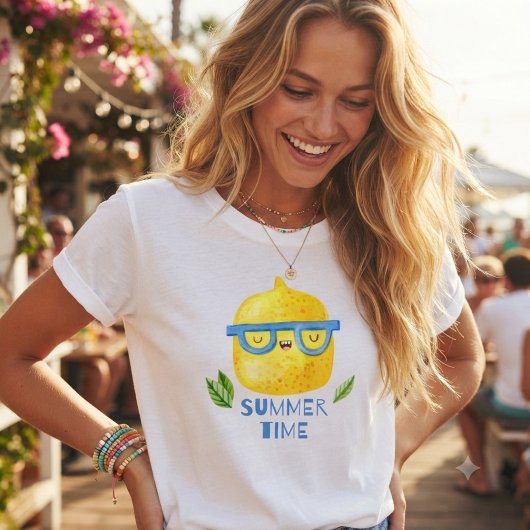 夏の時間と面白い夏のレモン Tシャツ
