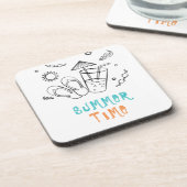 夏の時間の雰囲気の太陽と休暇、スケッチアート コースター (左側)