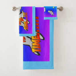 夏の時間クジラ漫画ターコイズバスタオルセット バスタオルセット