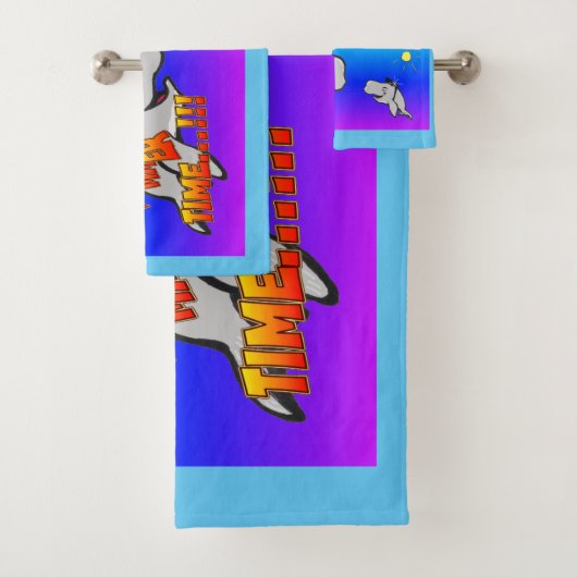 夏の時間クジラ漫画ターコイズバスタオルセット バスタオルセット (インサイチュ)