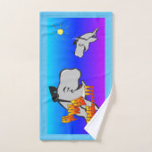 夏の時間クジラ漫画ターコイズバスタオルセット バスタオルセット (ハンドタオル)