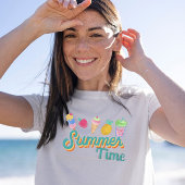 夏の時間ビーブ：ヴィンテージGroovyティール（緑がかった色） Tシャツ