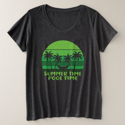 夏の時間プール時間。 プラスサイズTシャツ (デザイン正面)
