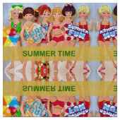 夏の時間紙人形 ファブリック (クローズアップ)