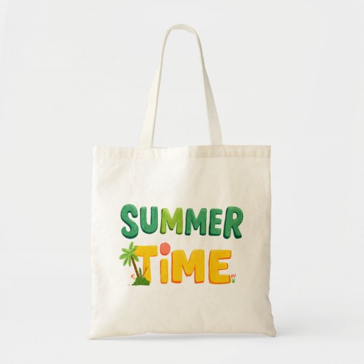 夏の時間 – Summer Time with Palm Tree and Sun トートバッグ (正面)