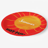 夏の暑いおもしろいイエローオレンジサン ペーパープレート (アングル)