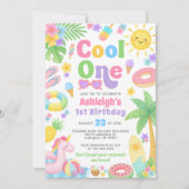 夏の最初の誕生日招待状クール- One 招待状 (正面)