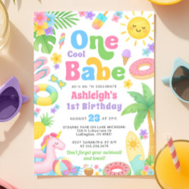 夏の最初の誕生日招待状- One クール Babe 招待状