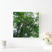 夏の木々を見上げる スクエア壁時計 (ホーム)