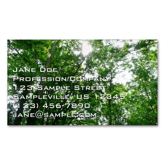 夏の木々を見上げる マグネット名刺 (正面)