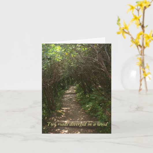 夏の木の畑に二つの道路が分岐した カード (黄色い花)