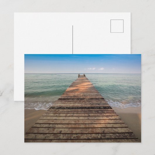 夏の木道と海 ポストカード (正面/裏面)