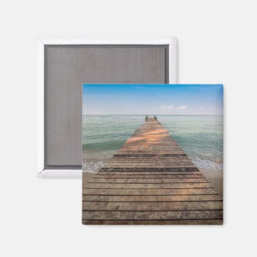 夏の木道と海 マグネット (正面/裏面)