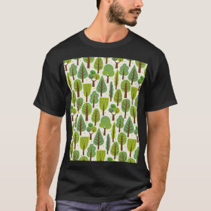 夏の木:緑のシームレスなパターン Tシャツ