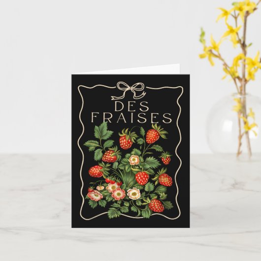 夏の果実いちごコケット夏の遠く行く カード (黄色い花)