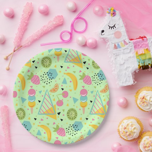 夏の果実と幾何学的な形 ペーパープレート (パーティー)