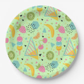 夏の果実と幾何学的な形 ペーパープレート (正面)