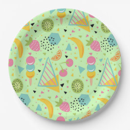 夏の果実と幾何学的な形 ペーパープレート