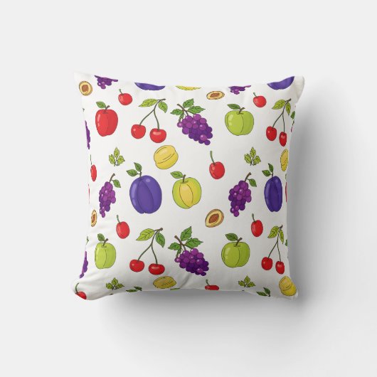 夏の果実のパターン – カラフル季節のデザイン クッション (正面)