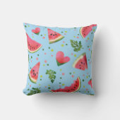 夏の果実パターンスイカ赤い緑の熱帯性 クッション (正面)