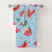 夏の果実パターンスイカ赤い緑の熱帯性 バスタオルセット (インサイチュ)