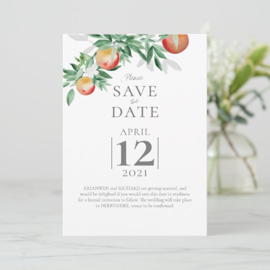 夏の果樹園の日付を保存 招待状 (スタンド正面)