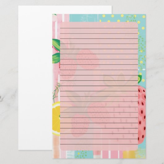 夏の果物が並んだ 便箋 (正面/裏面)