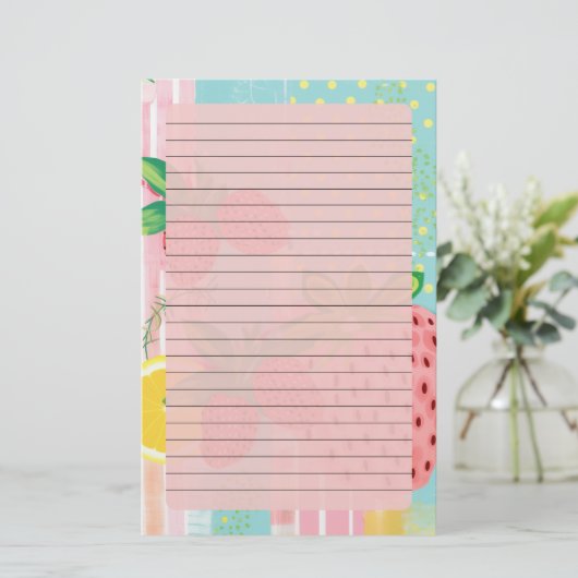 夏の果物が並んだ 便箋 (スタンド正面)